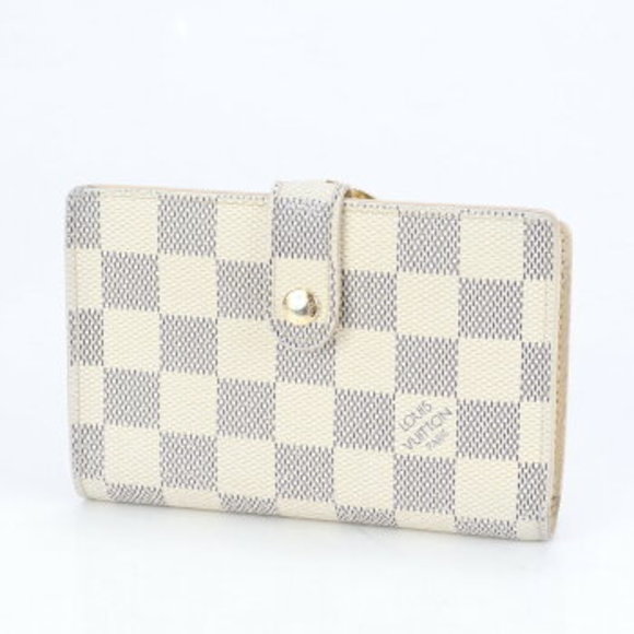Louis Vuitton Viennois White Wallet Azur Leather Portefeuille Damier - Picture 1 of 9